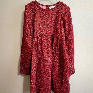 Cat & Jack Red Holiday Shimmer Floral Long Sleeve Dress